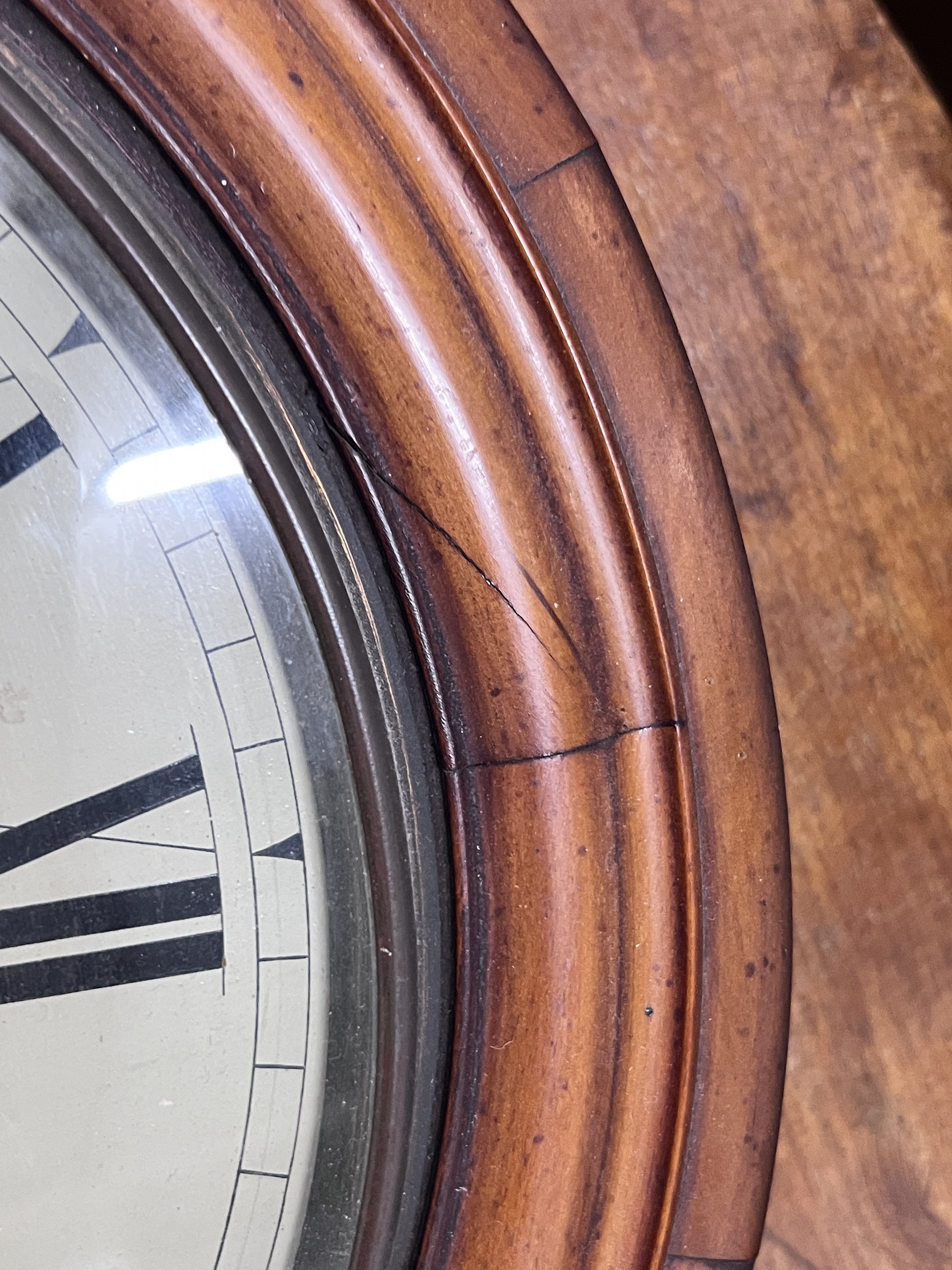 A Victorian drop dial wall clock with later movement, height 62cm